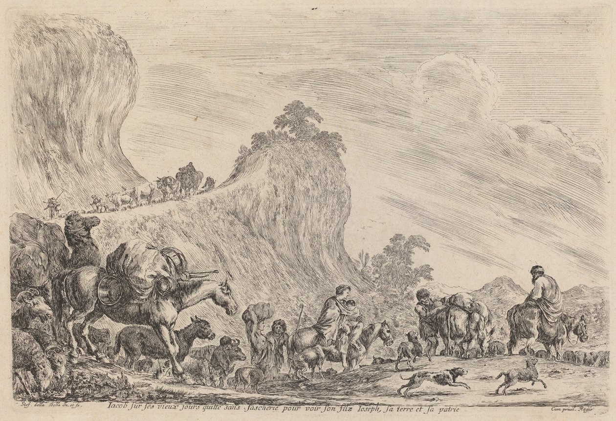 A partida de Jacó para o Egito, provavelmente 1647. de Stefano della Bella