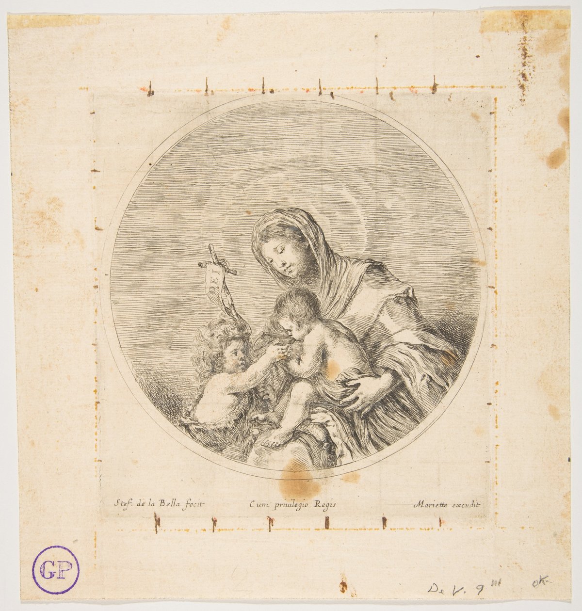 A Virgem e o Menino com São João, uma composição redonda, ca. 1641 de Stefano della Bella