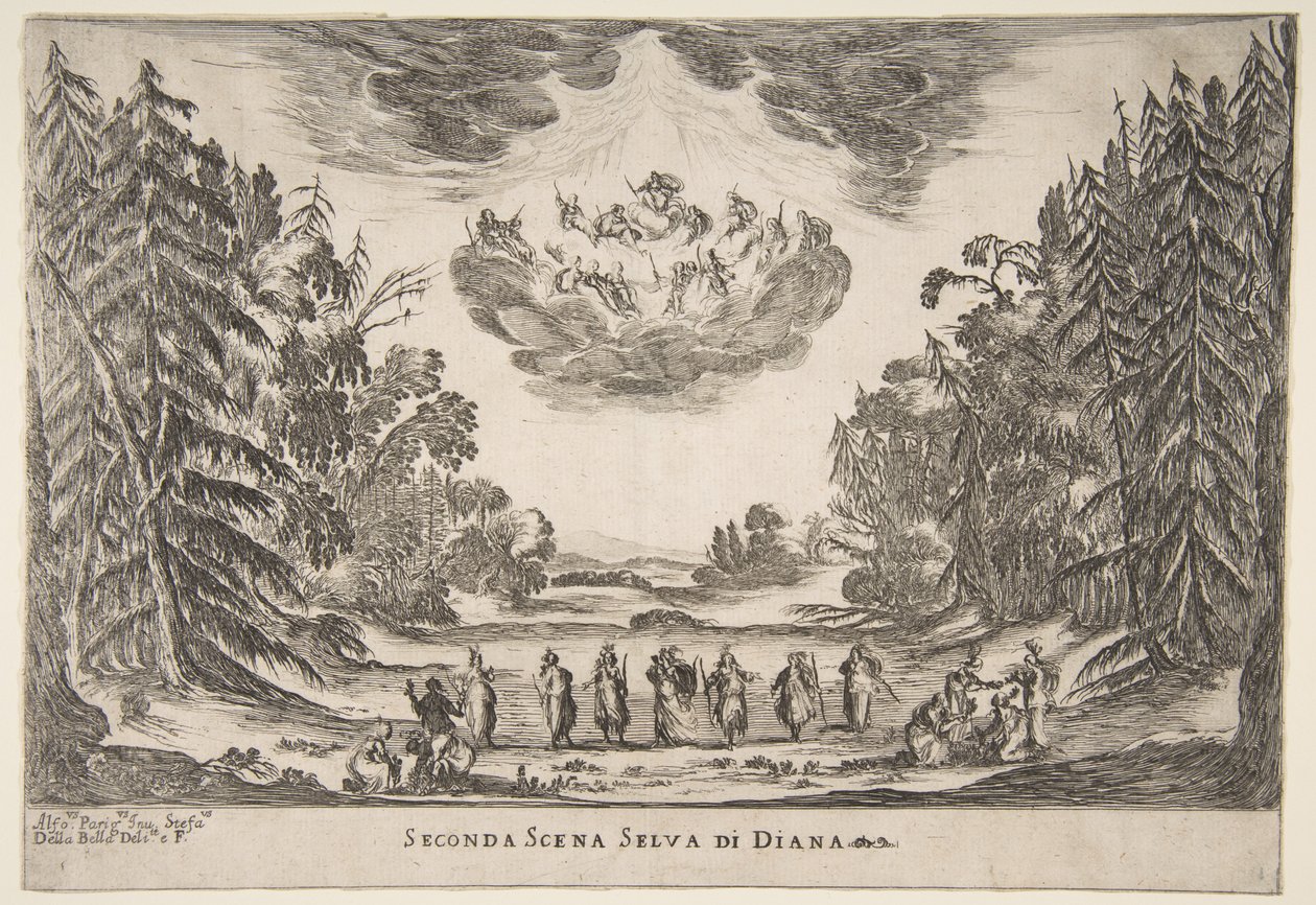O Casamento dos Deuses: Segunda Cena, Diana, 1637. de Stefano della Bella