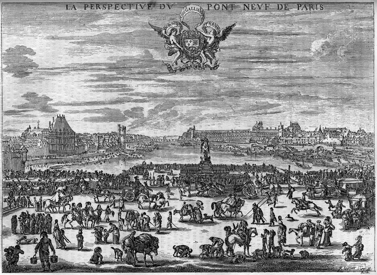A terra da Pont Neuf de Paris em 1646, após a gravura de Dela Bella. de Stefano della Bella