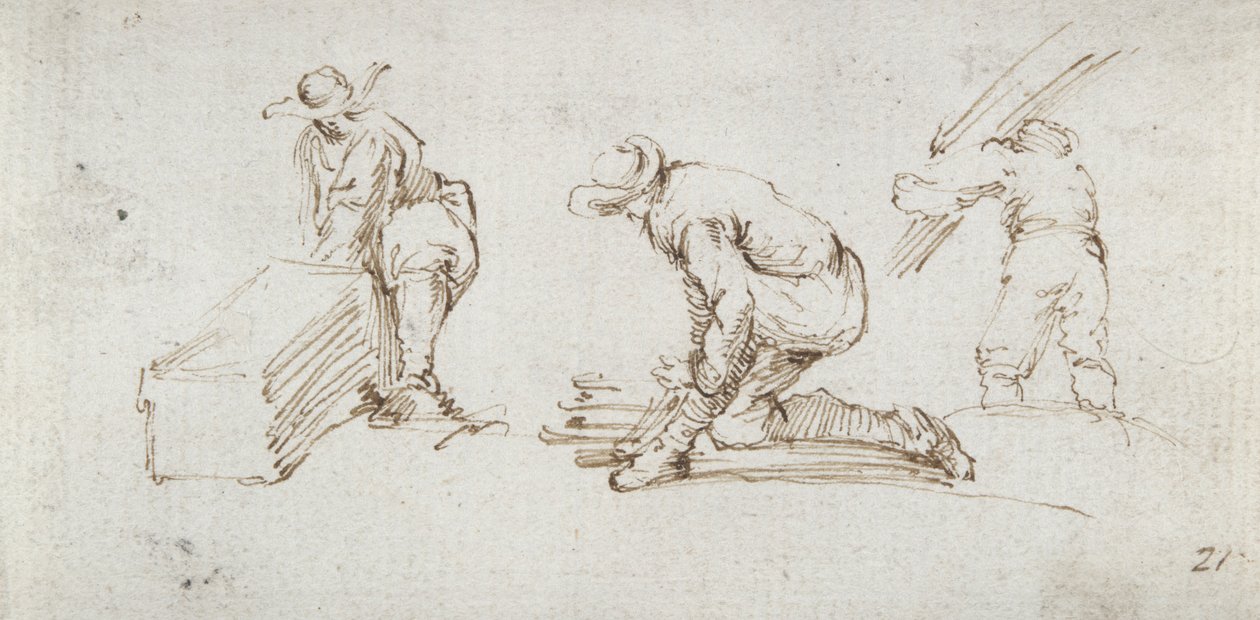 Estudos de três figuras de Stefano della Bella