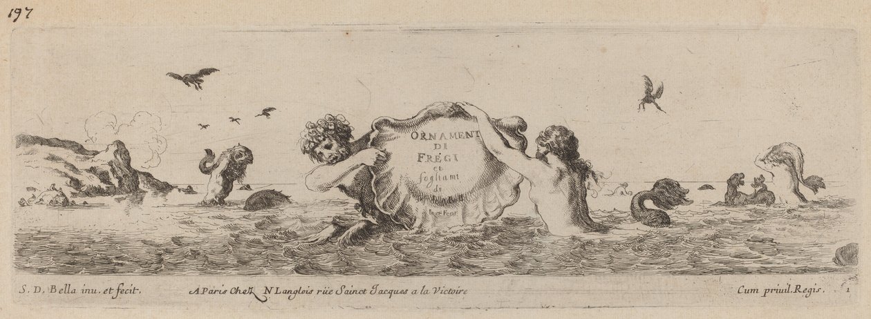 Página de rosto para ornamentos de frisos e Fogliani, provavelmente 1648. de Stefano della Bella