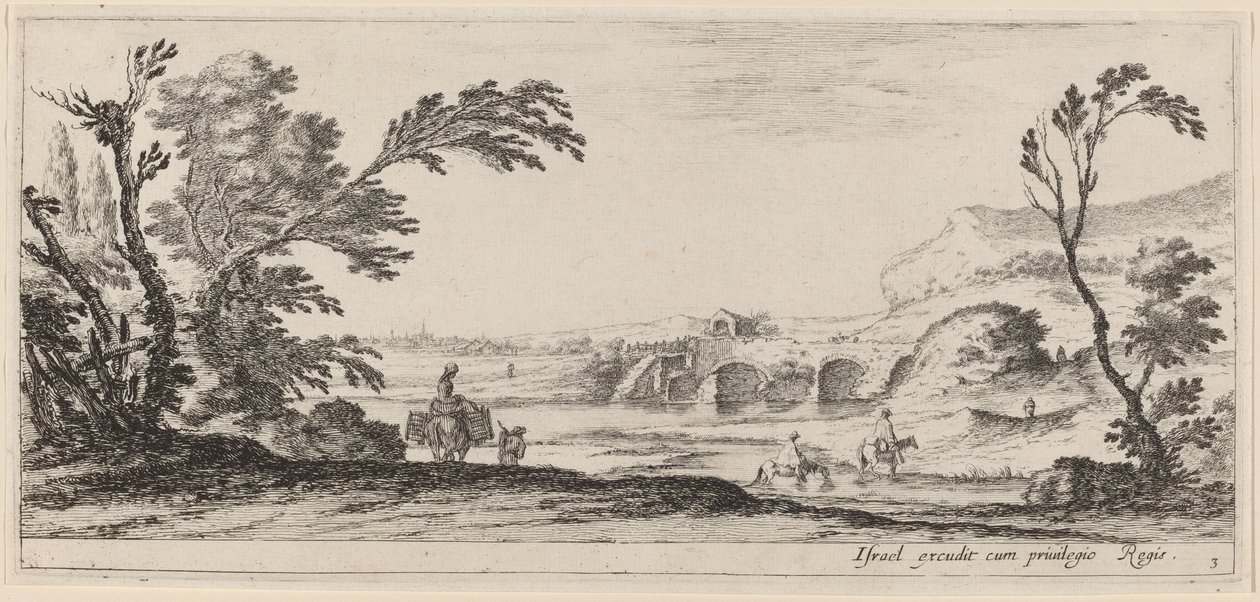 Viajantes vadeando um córrego de Stefano della Bella