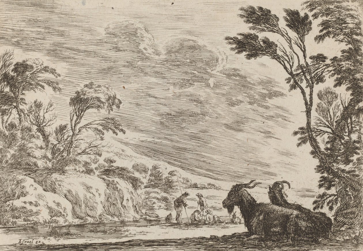 Duas cabras deitadas, 1642. de Stefano della Bella