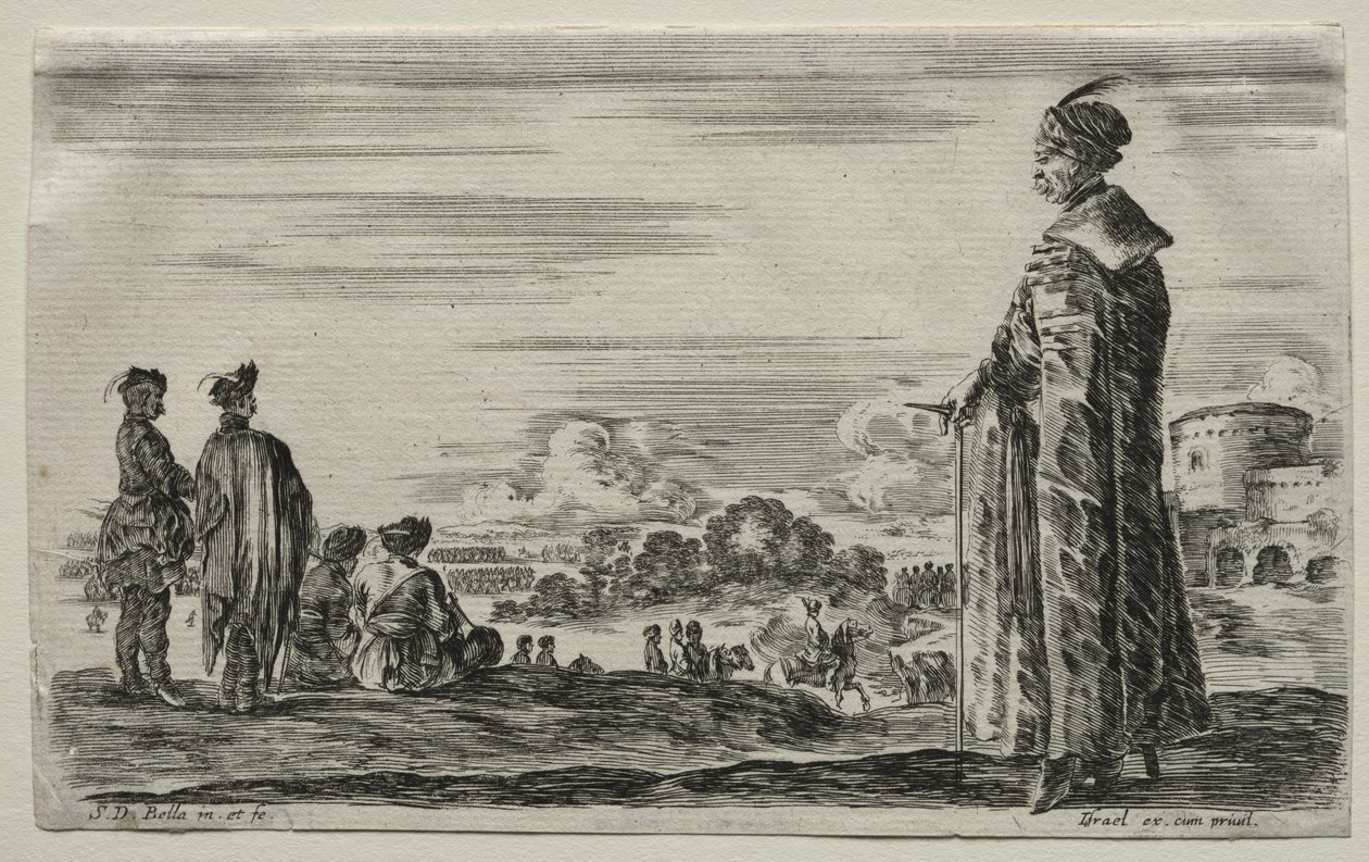 Várias figuras e paisagens: um grupo de cavalheiros poloneses de Stefano della Bella