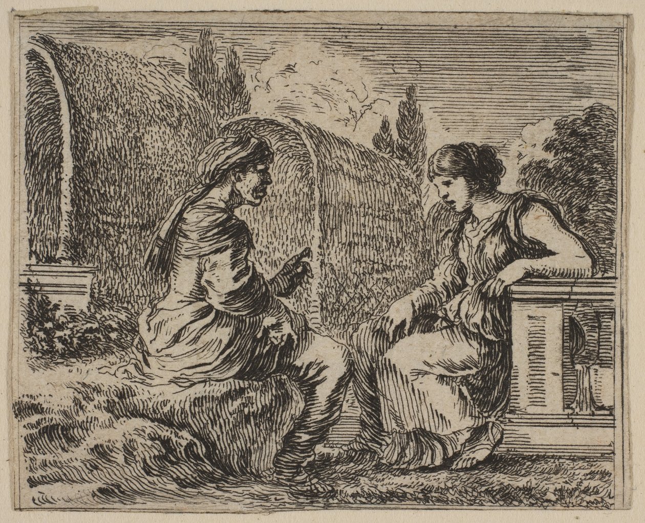 Vertumnus e Pomona, de Game of Mythology Jeu de la Mythologie, 1644. de Stefano della Bella