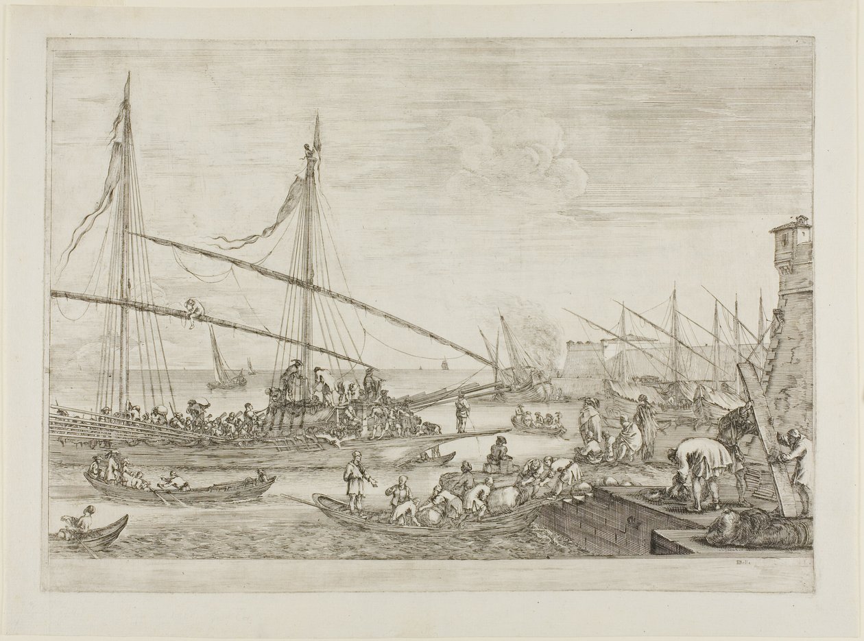 Vista das Fortificações, desde Vistas do Porto de Livorno de Stefano della Bella