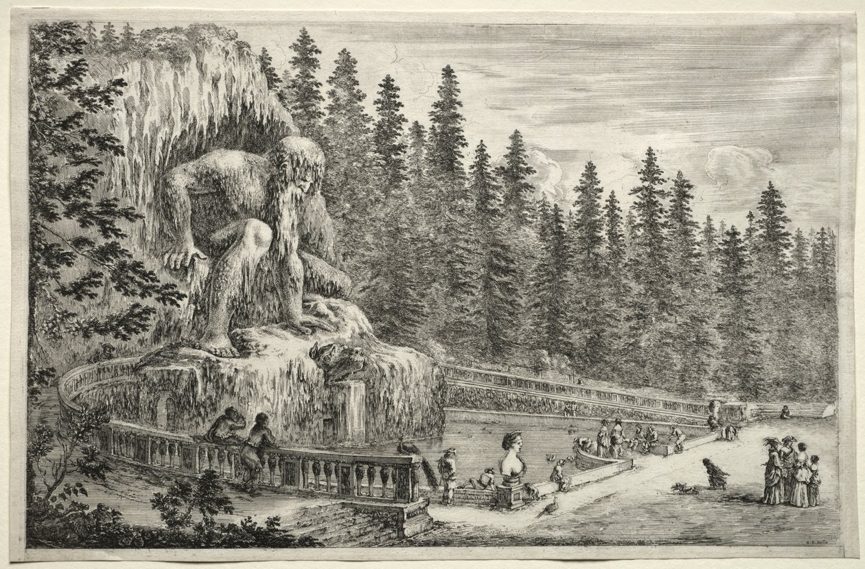 Vistas da Villa de Pratolino: Estátua Colossal dos Apeninos de Stefano della Bella