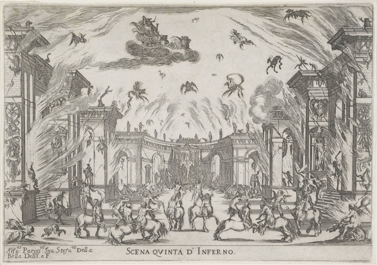 Vijfde scène: de hel Quinta cena do Inferno (título no objeto) Liberetto ter ere van de bruiloft van Ferdinando II de