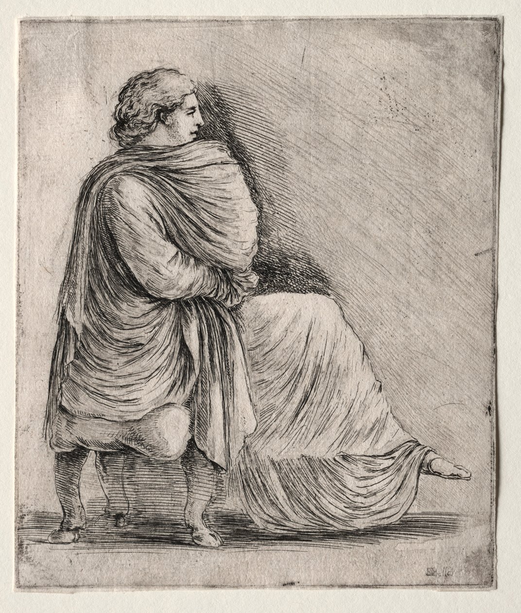 Mulher sentada em um banquinho, c. 1620s-1630s. de Stefano della Bella