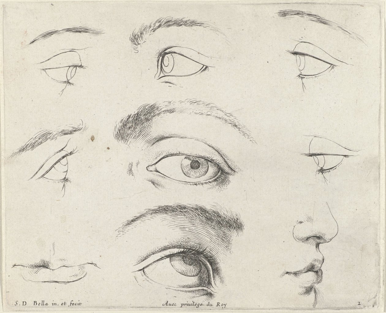 Sete olhos, duas bocas e um nariz
Os princípios do desenho (título da série)
I principii del disegno (título da série) de Stefano della Bella
