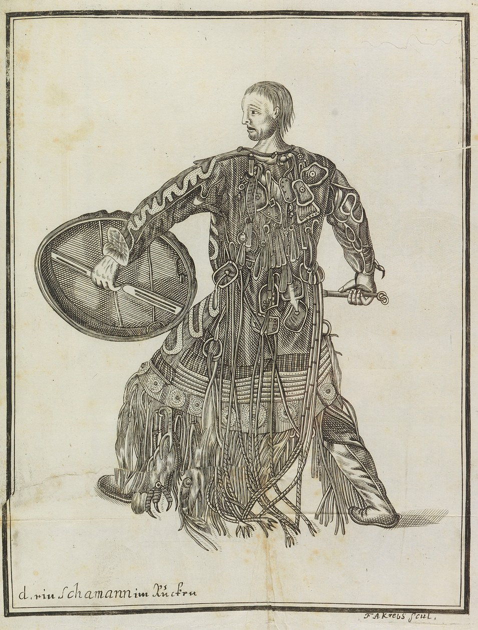 Um xamã. Da Descrição do país Kamchatka, c. 1750. de Steller
