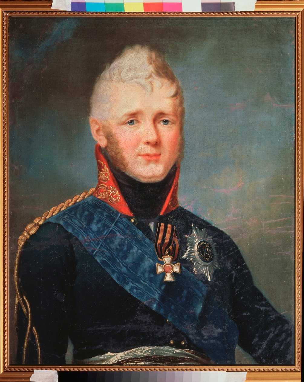Retrato do imperador Alexandre I, czar da Rússia (1777-1825). Pintura de Stepan Semyonovich Shchukin (Schchukin) (1762-1828), óleo sobre tela, após 1805. Arte russa do século XIX. Museu Estadual V. Tropinin, Moscou. de Stepan Semenovich Shchukin