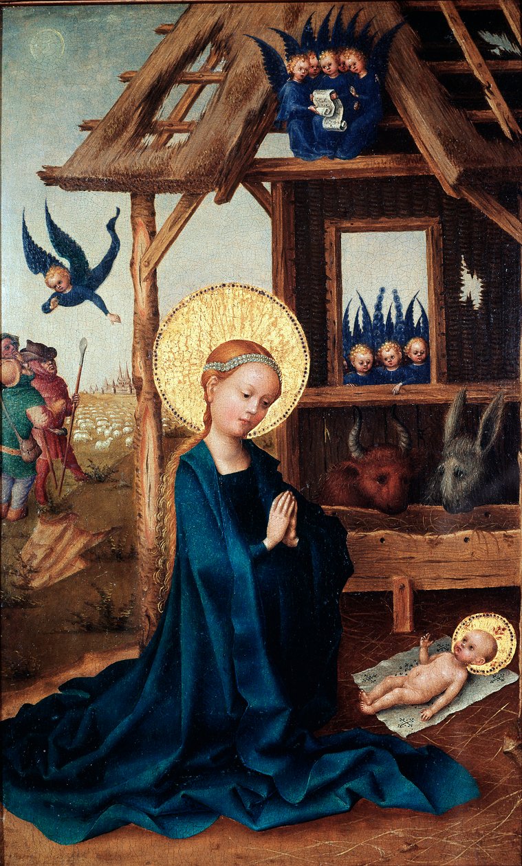 Adoração da Pintura Infantil por Stephan Lochner (ca. 1410-1451) Alte Pinakothek do século XV, Munique de Stephan Lochner