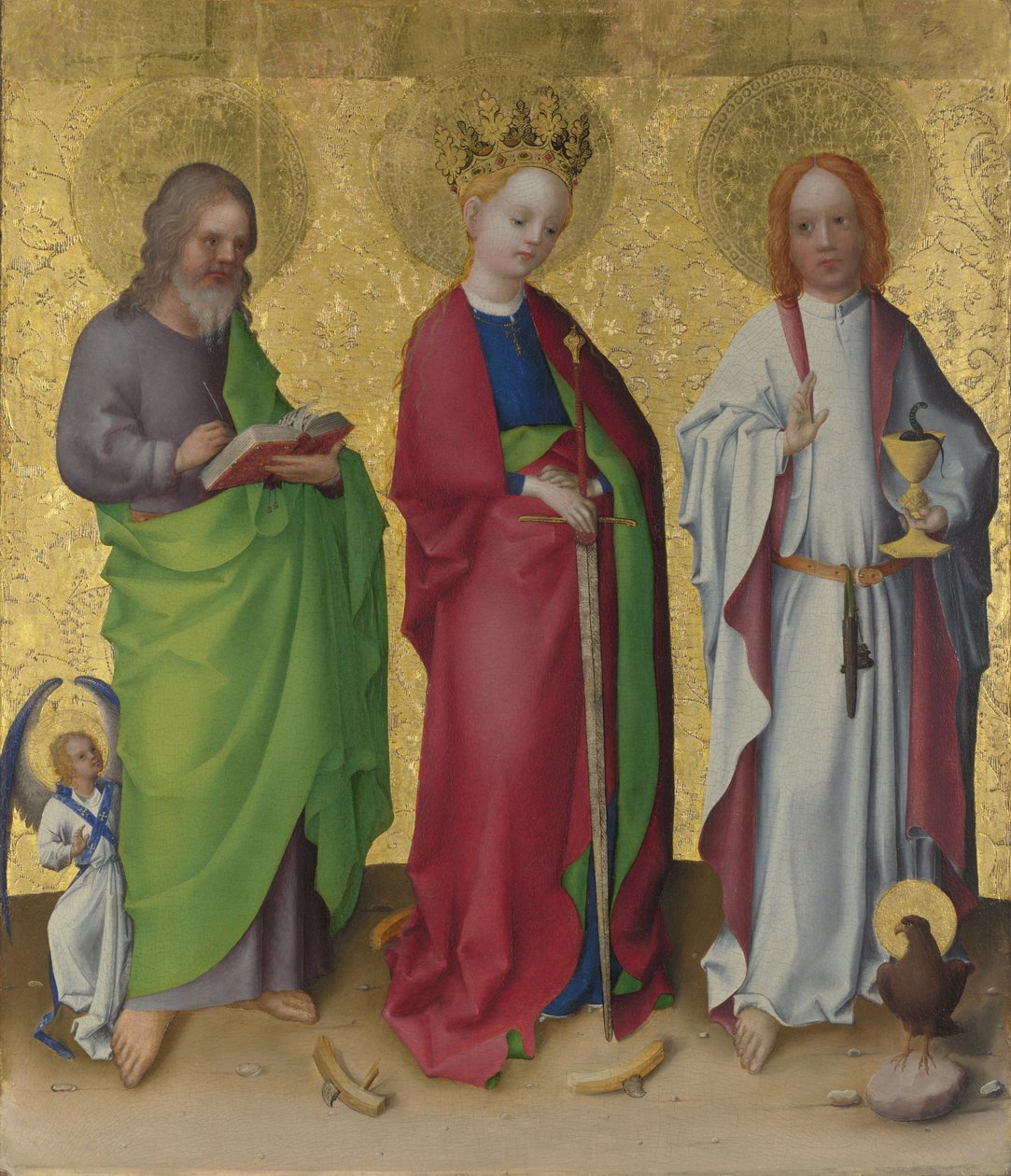 Santos Mateus, Catarina de Alexandria e João Evangelista, c. 1450 de Stephan Lochner