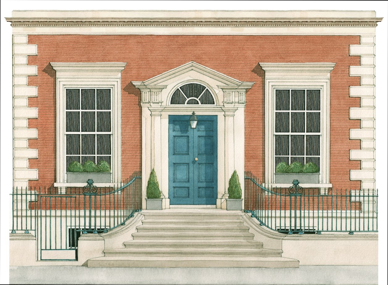 Porta britânica do século XVIII (georgiana) (tinta e aguarela) de Stephen Conlin