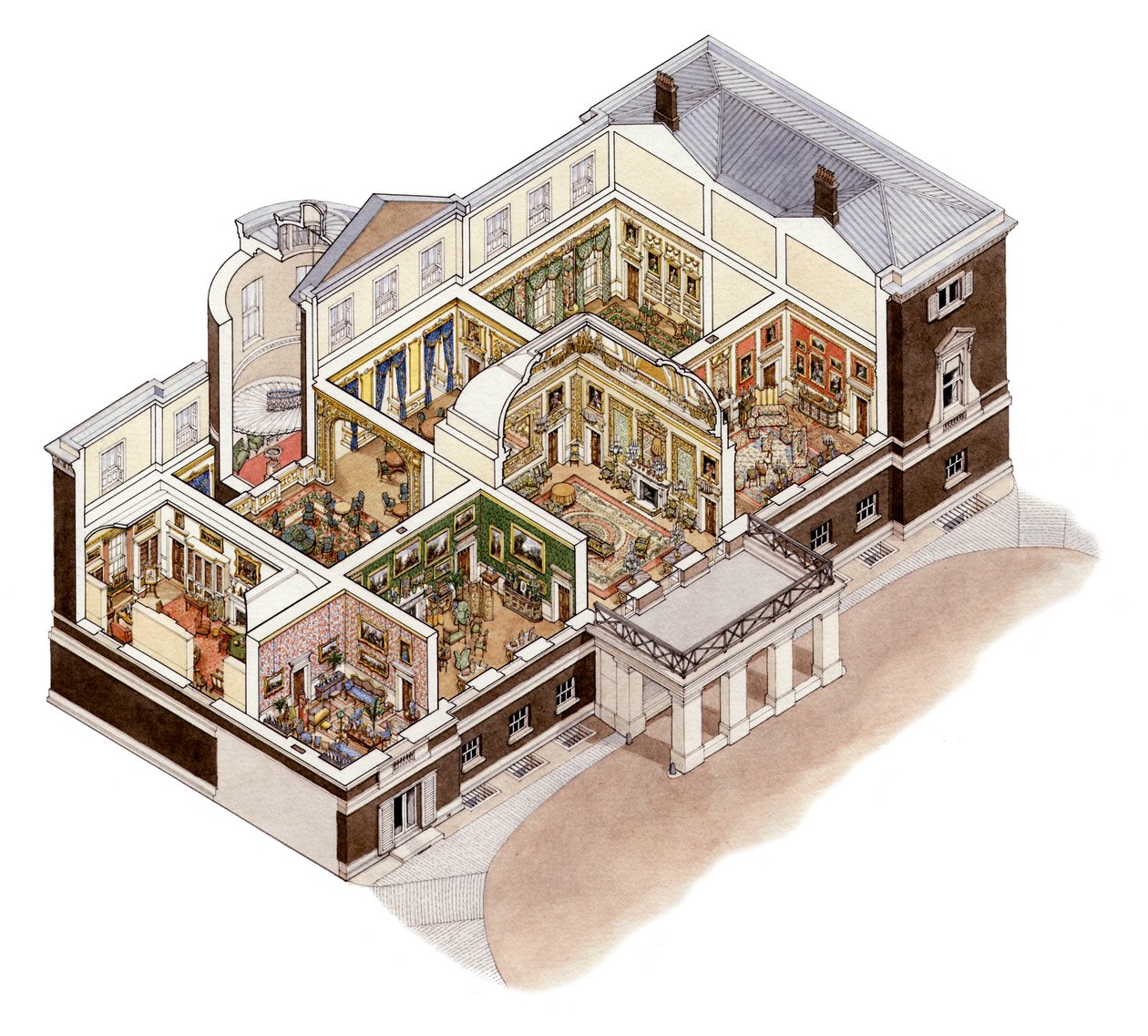 Devonshire House, Piccadilly, Londres, c.1860-1910 (tinta e aguarela) de Stephen Conlin