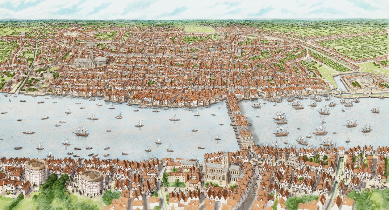 Londres jacobina (crianças), c.1603-1625 (tinta e aguarela) de Stephen Conlin