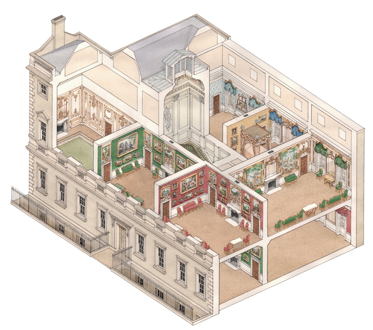 Norfolk House, Londres, c.1890-1914 (tinta e aguarela) de Stephen Conlin