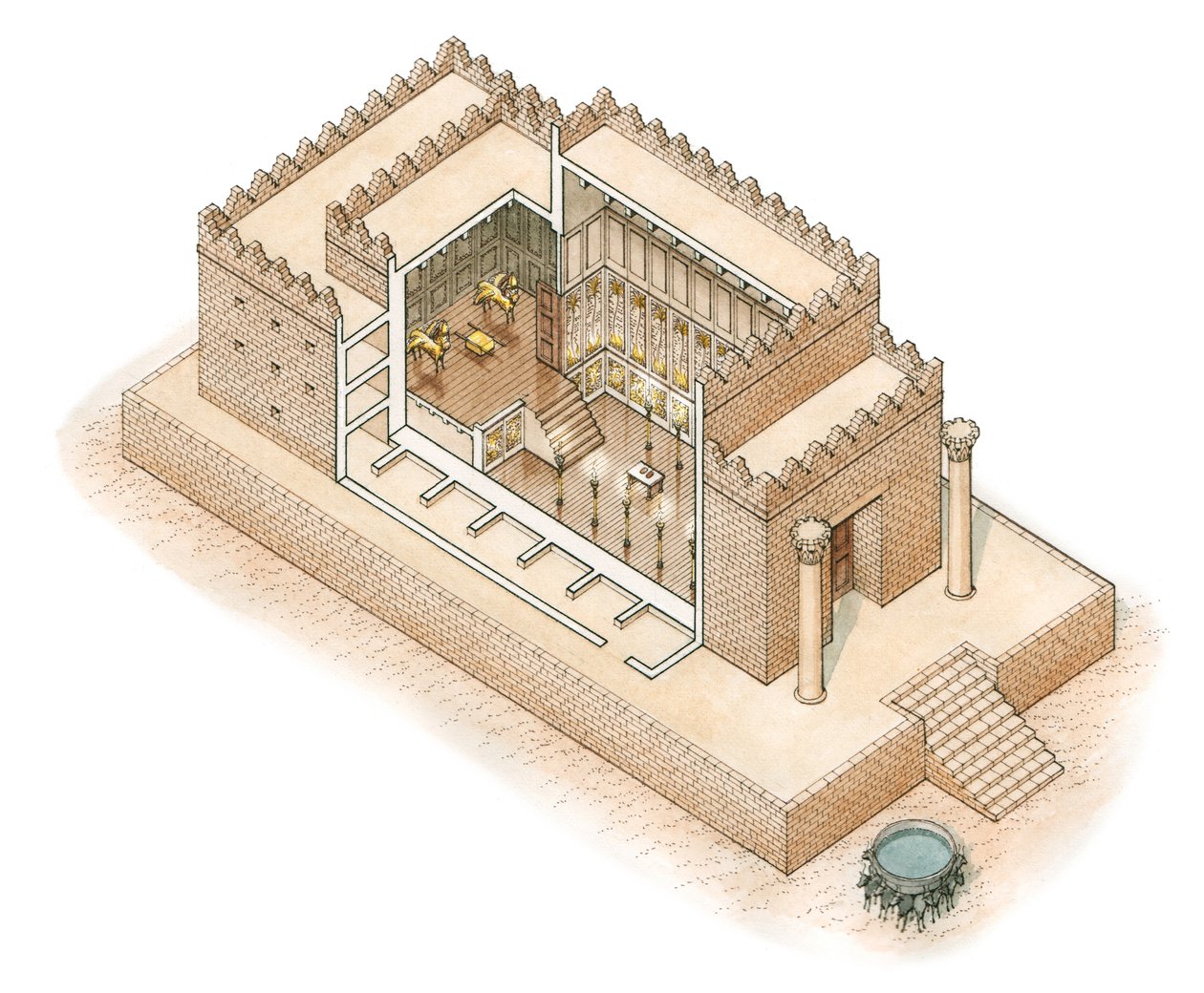 Templo de Salomão, Jerusalém, c.-900--587 (tinta e aguarela) de Stephen Conlin