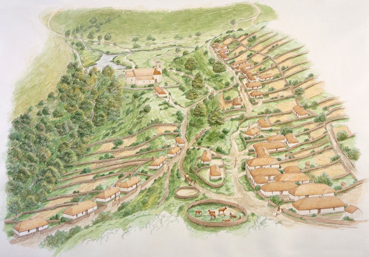 Vila medieval de Wharram Percy, North Yorkshire, século XIII c2000 de Stephen Conlin