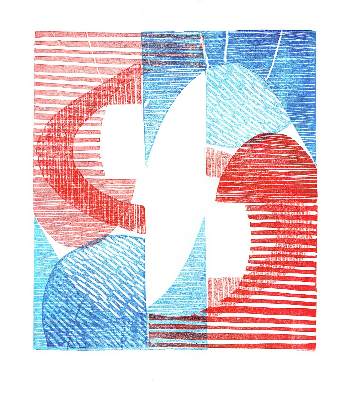 1961 III, 2016 (impressão linóleo sobre papel) de Stephen Dow