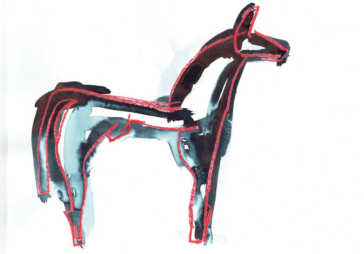 Cavalo III, 2016 (pastel de óleo e tinta para tecido sobre papel) de Stephen Dow