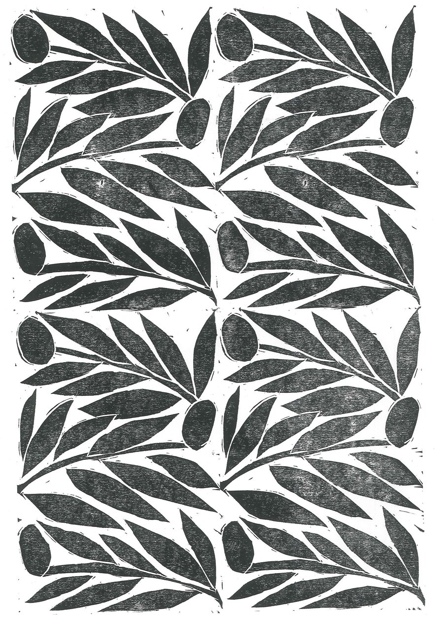 Ramos de oliveira, 2015 (linoleogravura sobre papel) de Stephen Dow