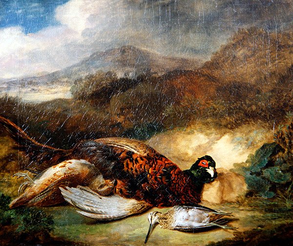 Faisão e Galinhola na Paisagem de um País (óleo sobre tela) de Stephen Elmer