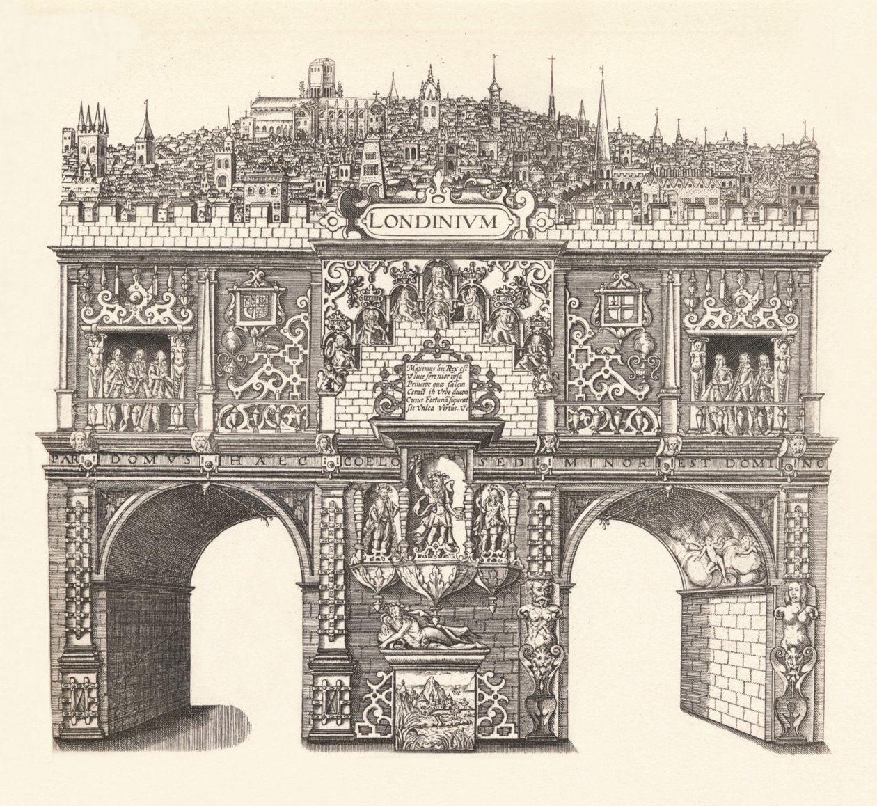 Arco do Triunfo Erigido em Honra da Entrada do Rei Jamess e Passagem por Londres, 1604, de Stephen Harrison