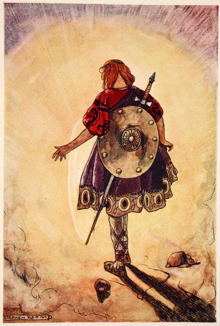 Cuchulain segue a roda brilhante, ilustração de 