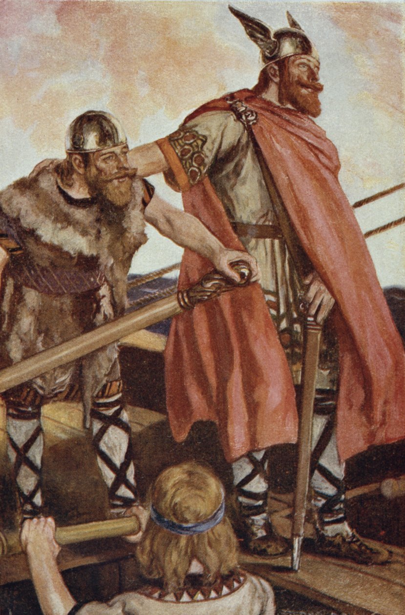 Erik, o Vermelho (950-1003/04) zarpa para a Groenlândia, ilustração de 