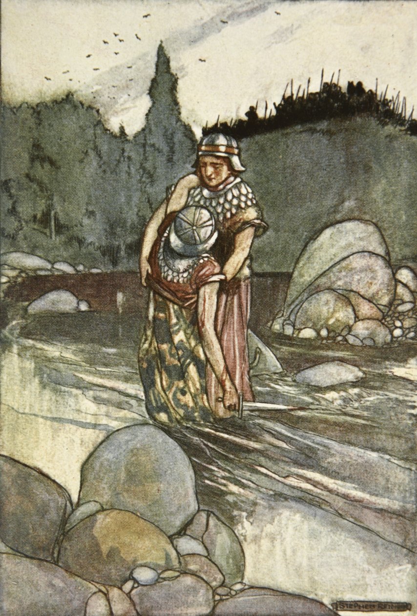 Ferdia cai pela Mão de Cuchulain, ilustração de 