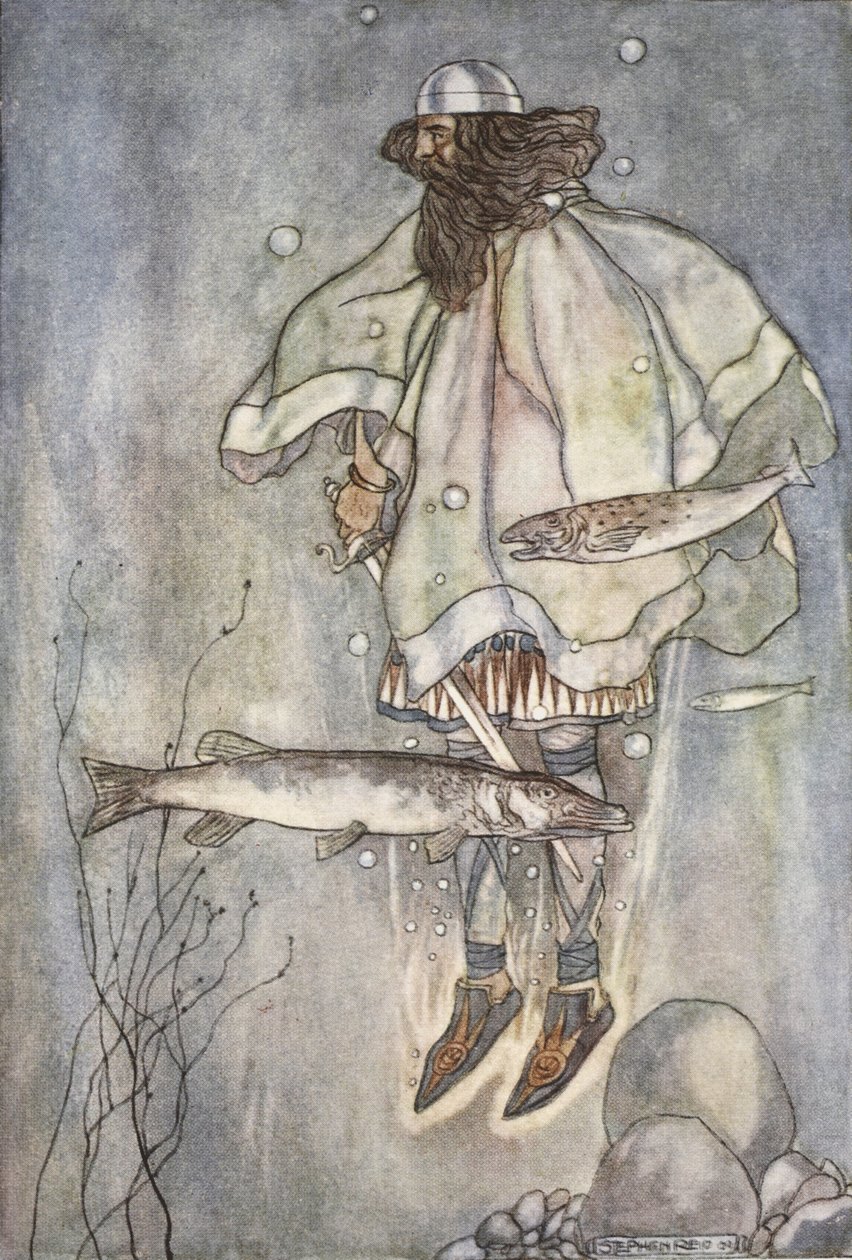 Fergus desce ao lago, ilustração de 