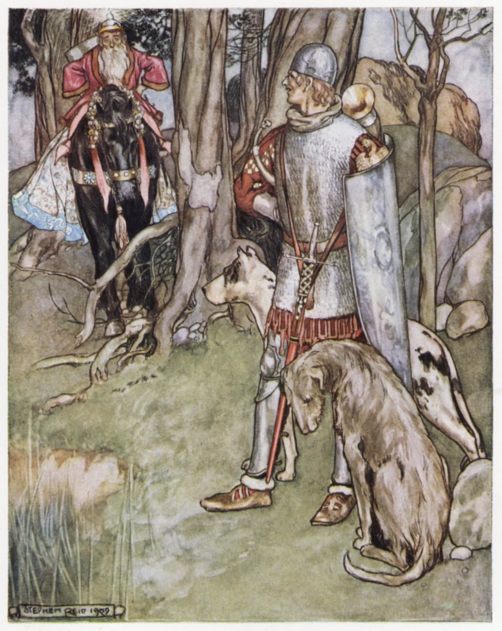 Ilustração para Siegfried the Dragon-Slayer (cor litho) de Stephen Reid