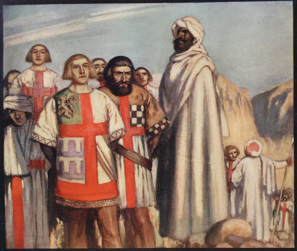 Os Cavaleiros da Cruz Vermelha no Poder da Salada, ilustração de 