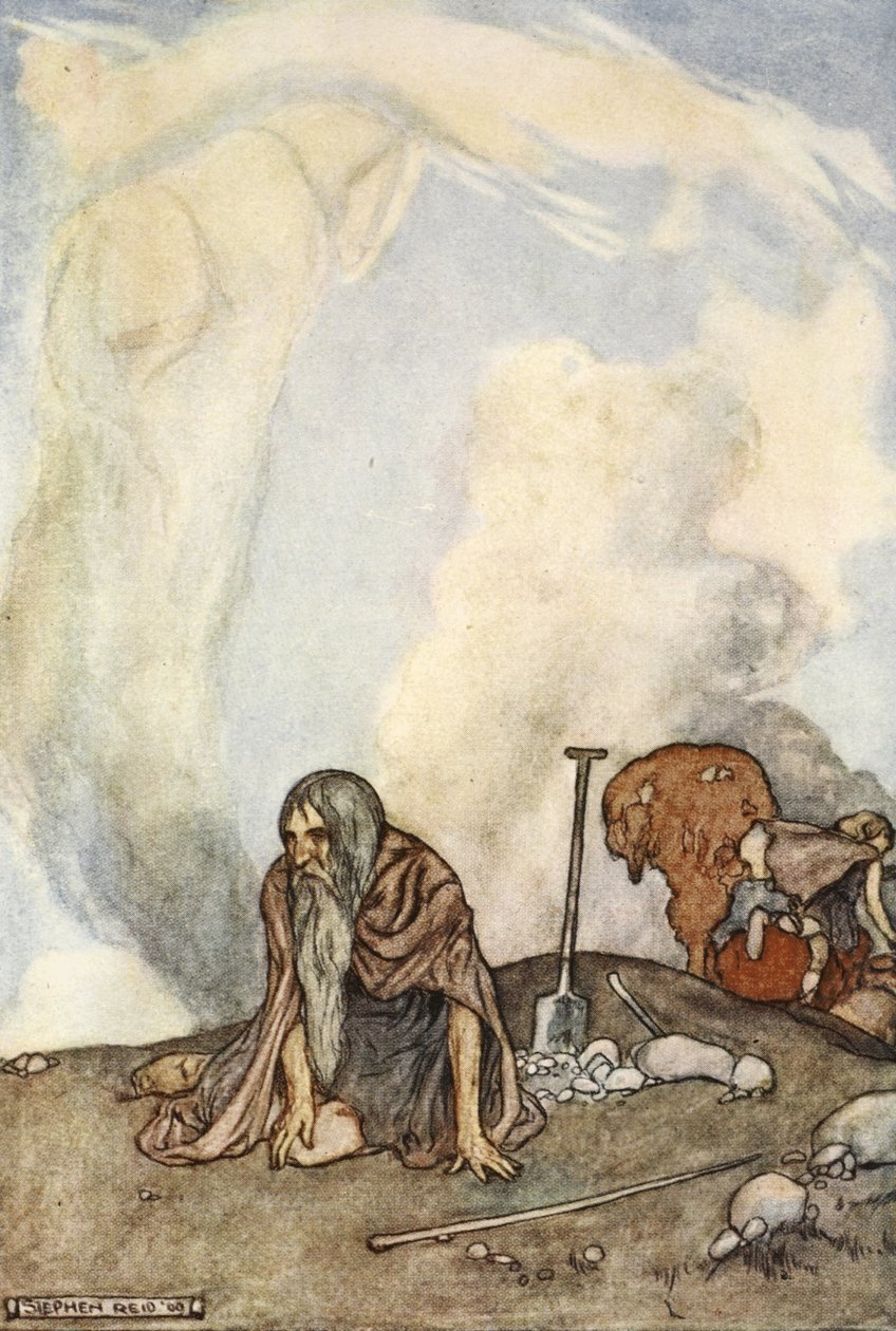 O corcel branco havia desaparecido de seus olhos como uma grinalda de névoa, ilustração de 