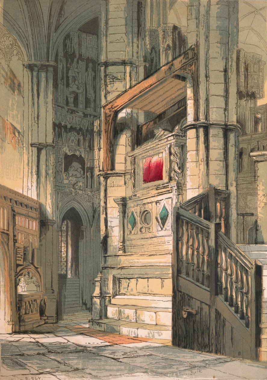 Abadia de westminster. Corredor do sul do coro, 1845 de Stephen Sly