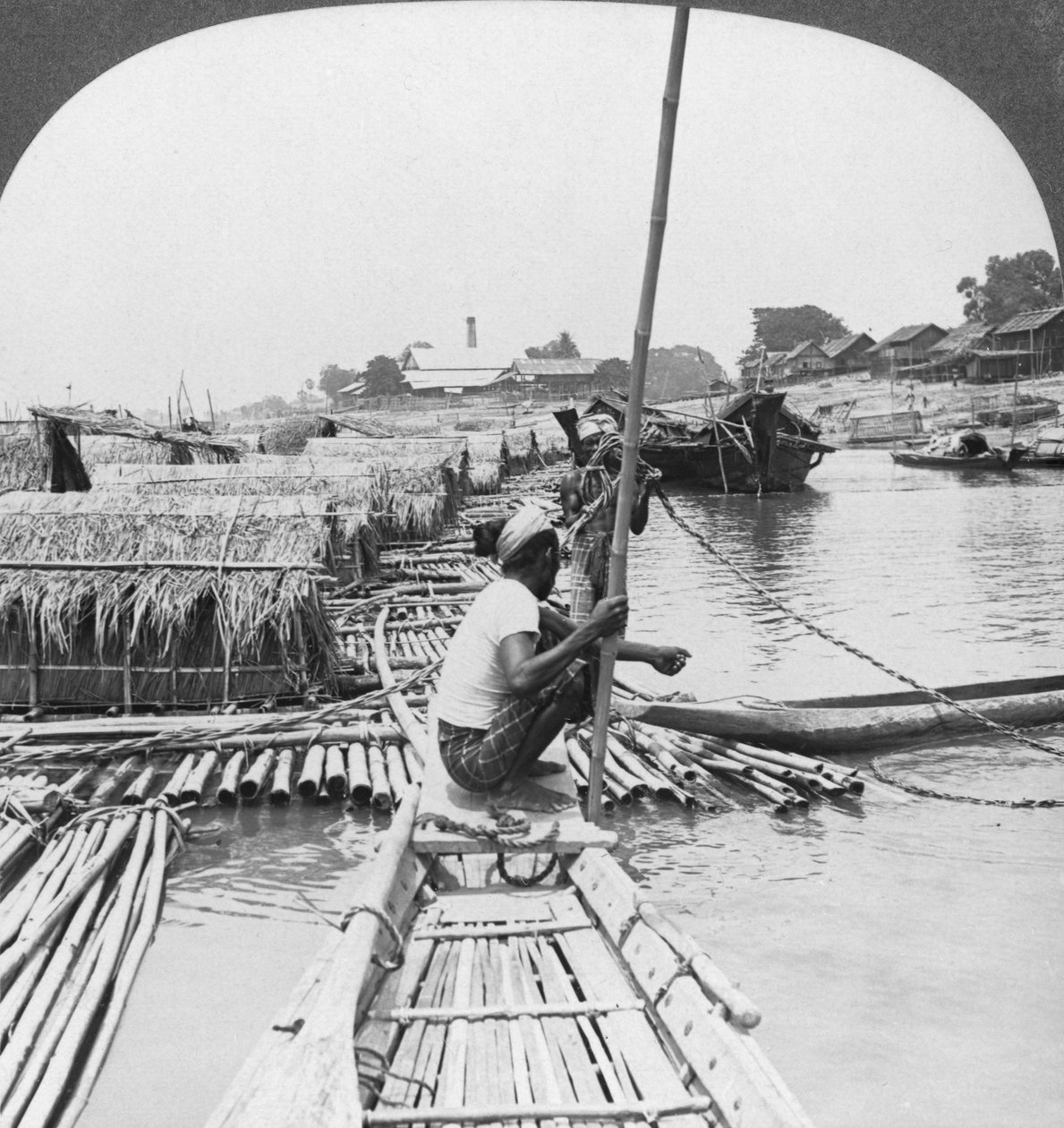 Balsas no rio Irrawaddy, Mandalay, Birmânia, 1908. de Stereo Travel Co
