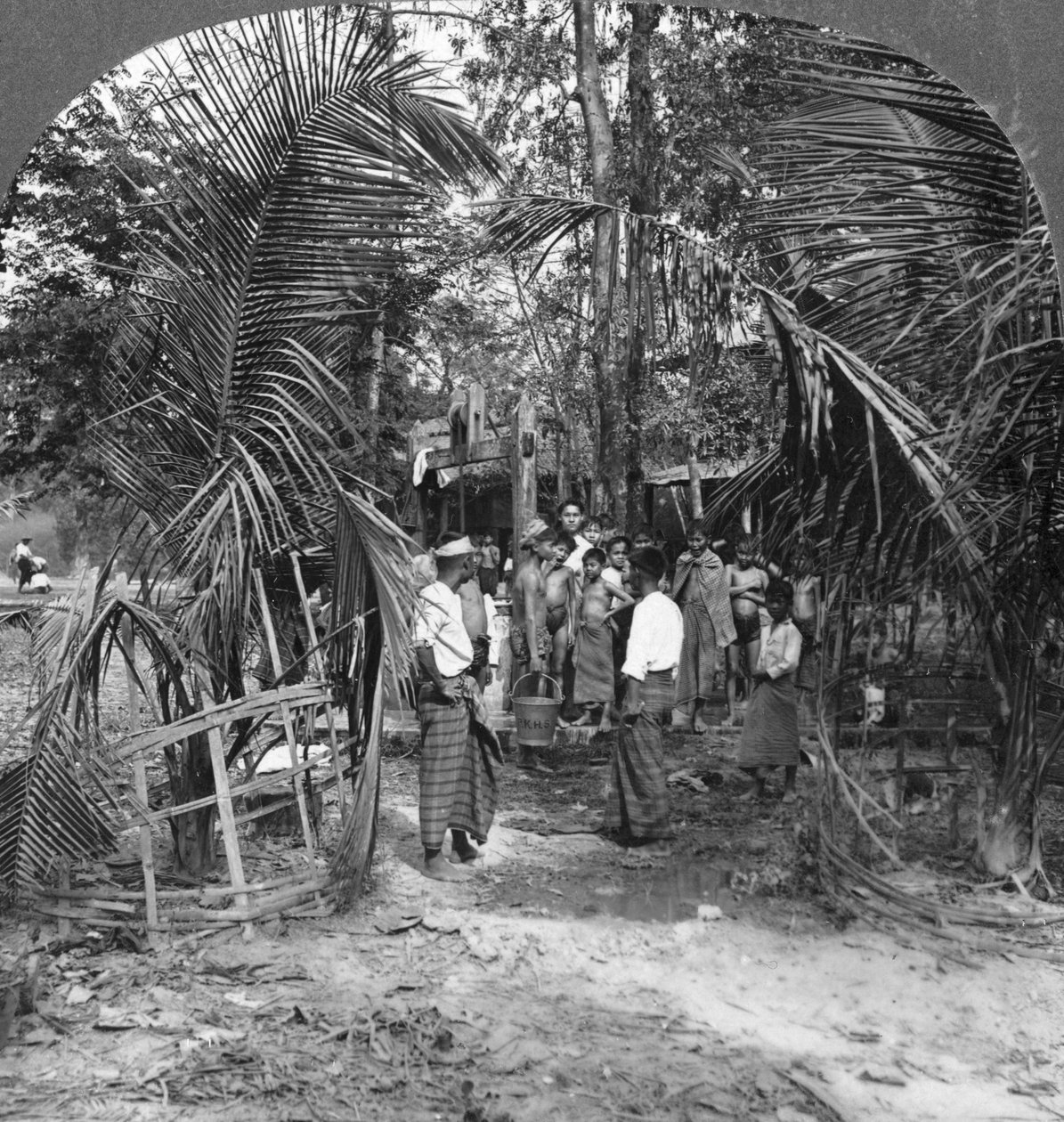 Alunos da Missão Batista Americana, Rangoon, Birmânia, 1908 de Stereo Travel Co
