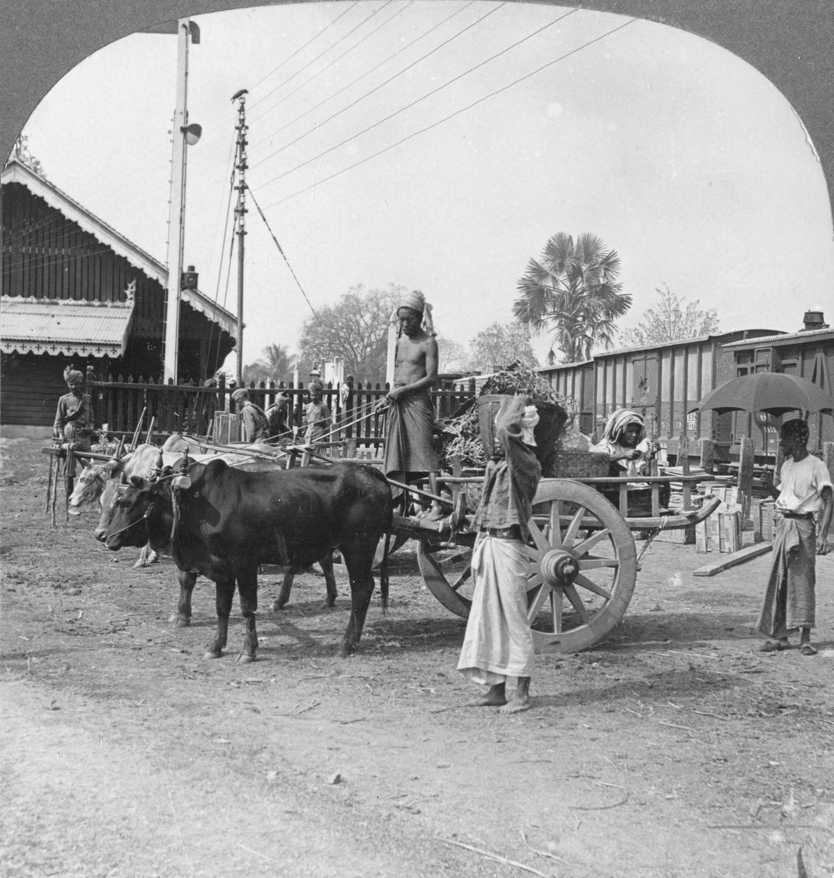 Estação ferroviária típica, Katha, Birmânia, 1908 de Stereo Travel Co