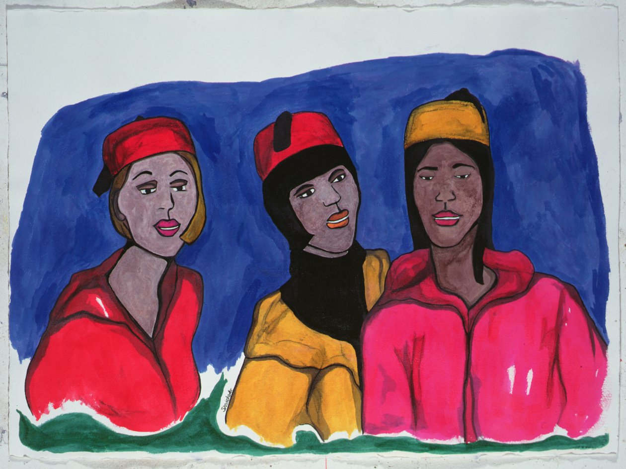 Just Smile e Conform, 2000 (tinta e nanquim no papel) de Stevie Taylor
