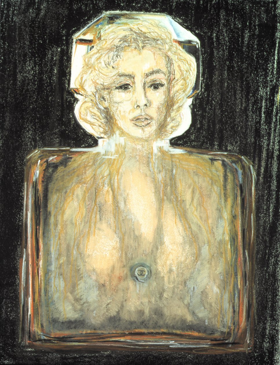 Marilyn em Chanel, 1996 (pastel, lápis e carvão sobre papel) de Stevie Taylor