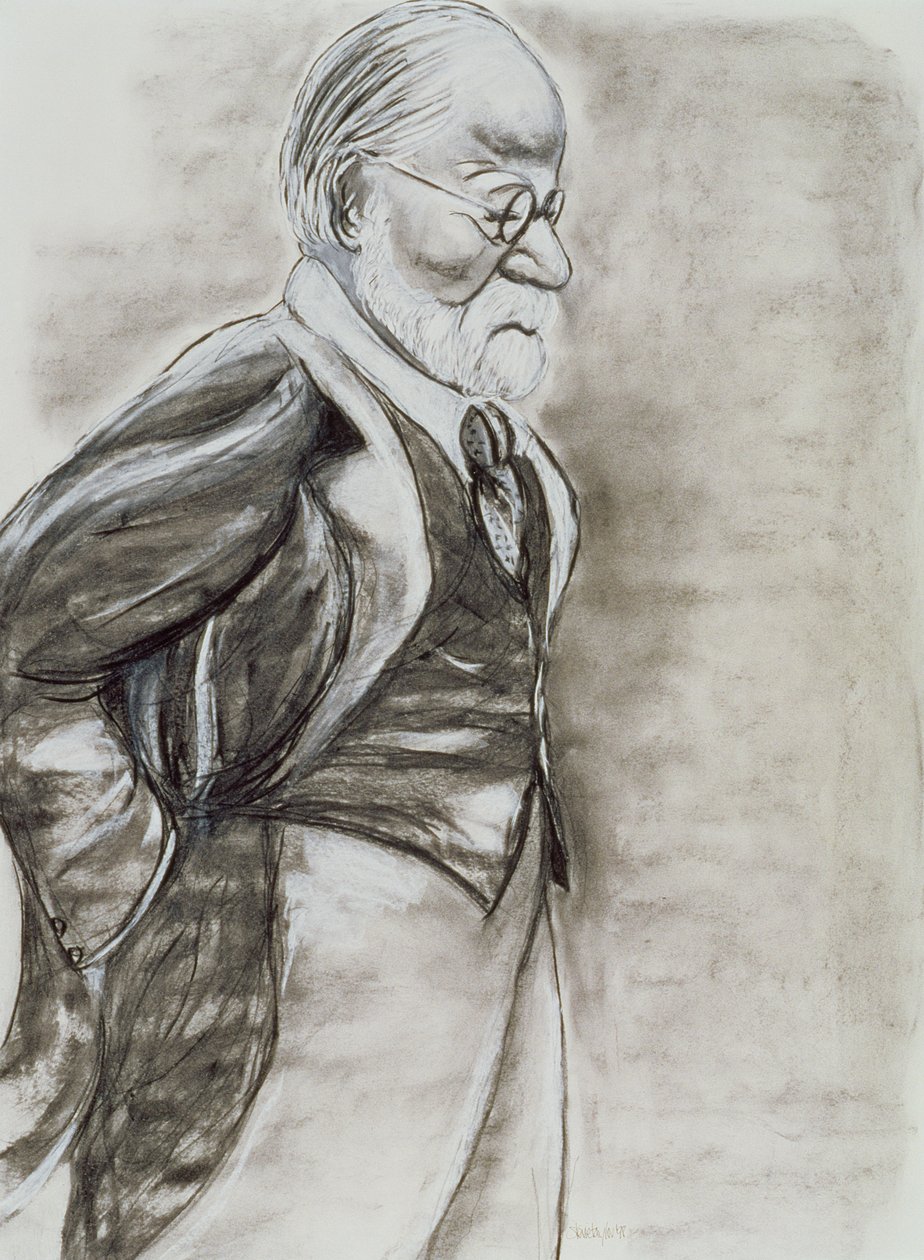 Sigmund Freud (1856-1939) 1998 (carvão e pastel sobre papel) de Stevie Taylor