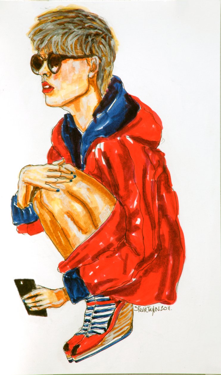 Menor Agora, 2011 (lápis, caneta e tinta no papel) de Stevie Taylor