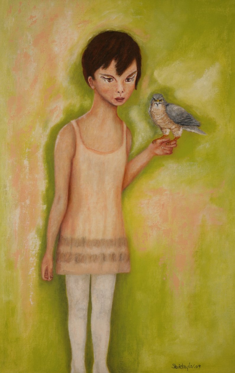 Confiança-menina com um falcão de pardal, 2010 de Stevie Taylor