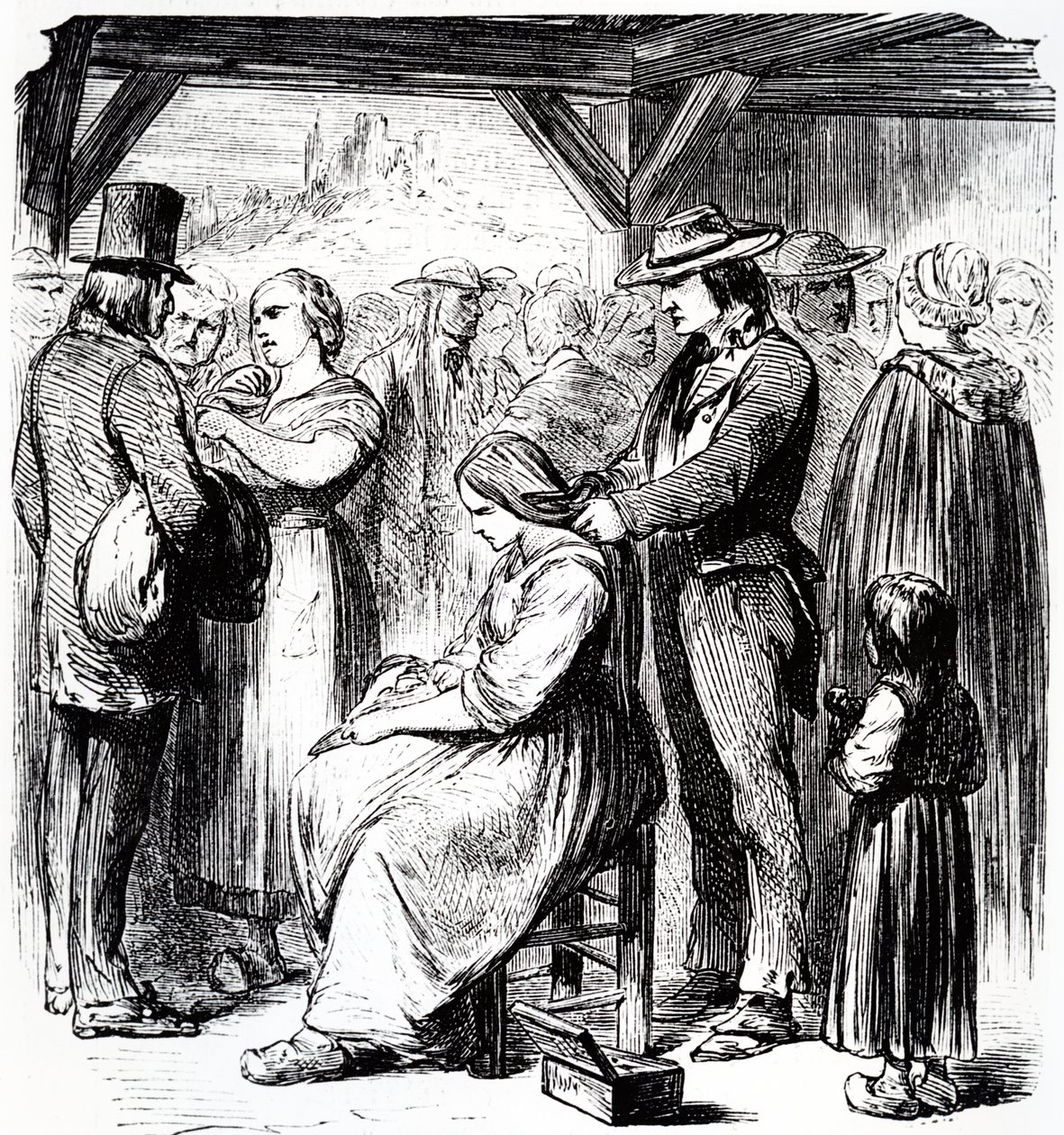 Feira para a venda de cabelo no distrito de Auvergne, 1862 de Steyert