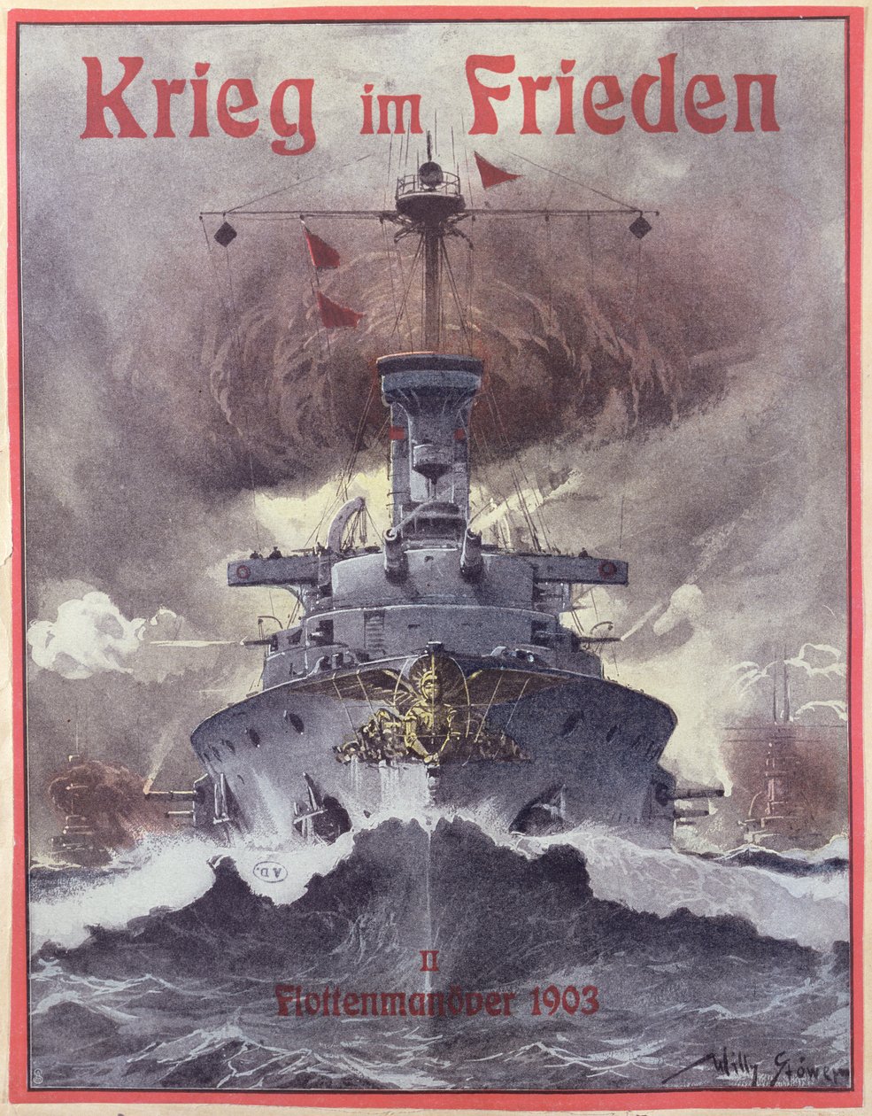 Guerra em Paz, cartazes celebrando a manobra naval alemã de 1903 de Stoewer Willy