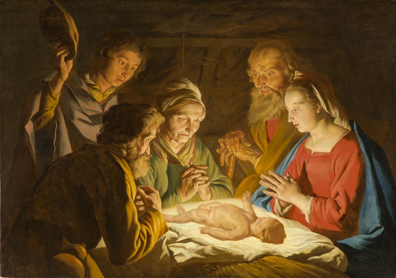 A adoração dos pastores, c.1635-1637 de Matthias Stomer