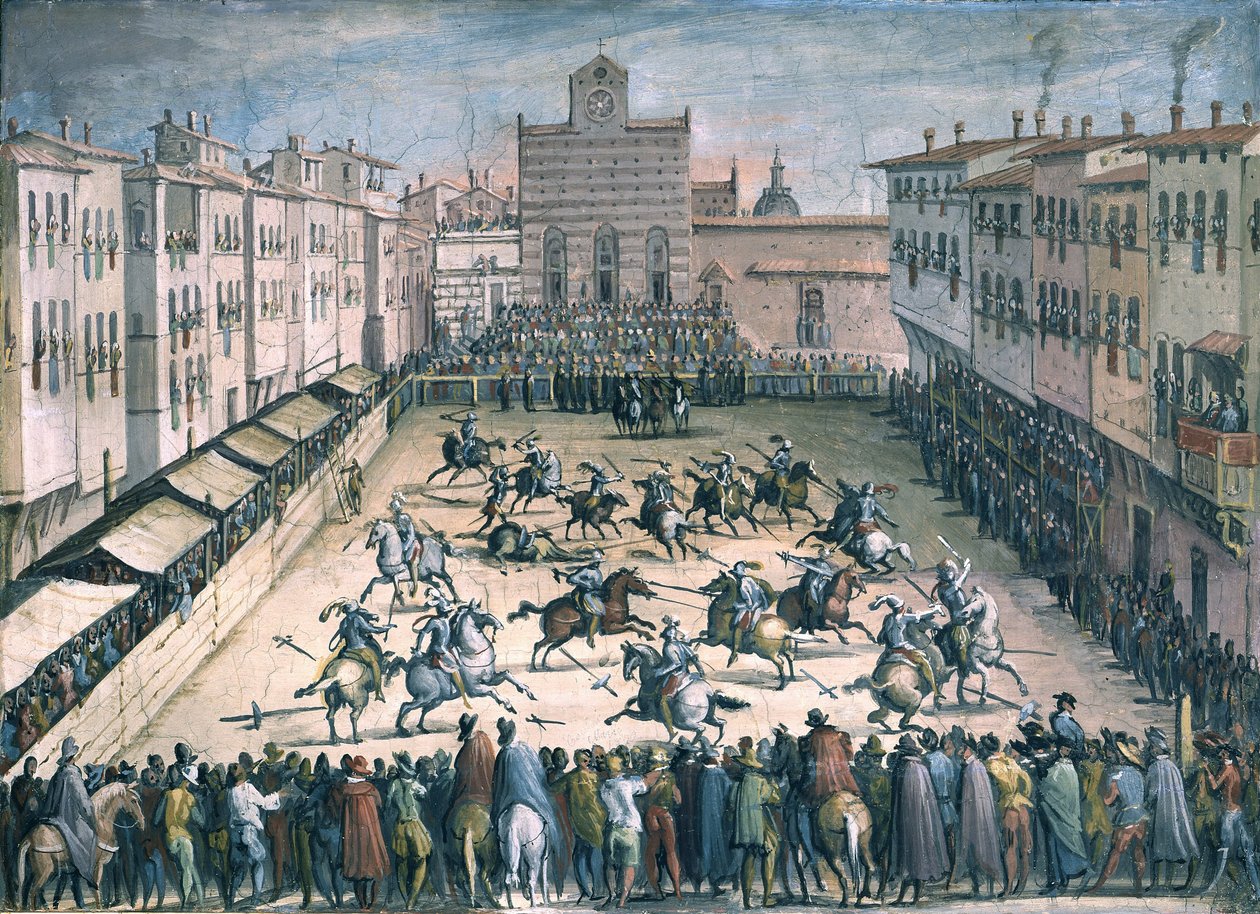 Justa de Cavalos na Piazza Santa Croce, 1561-1562 de Stradanus